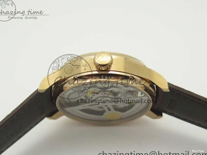 MIROTIME 0211 Portuguese Tourbillon IW504602 RG ZF Best Edition White Dial on Brown Leather Strap Stretchable 7178